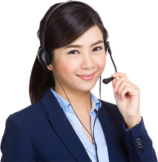 Smiling outbound sales agent