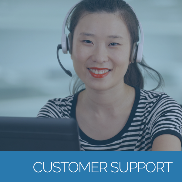 Smiling customer support agent